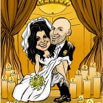 wedding bride and groom caricatures by rafael diez